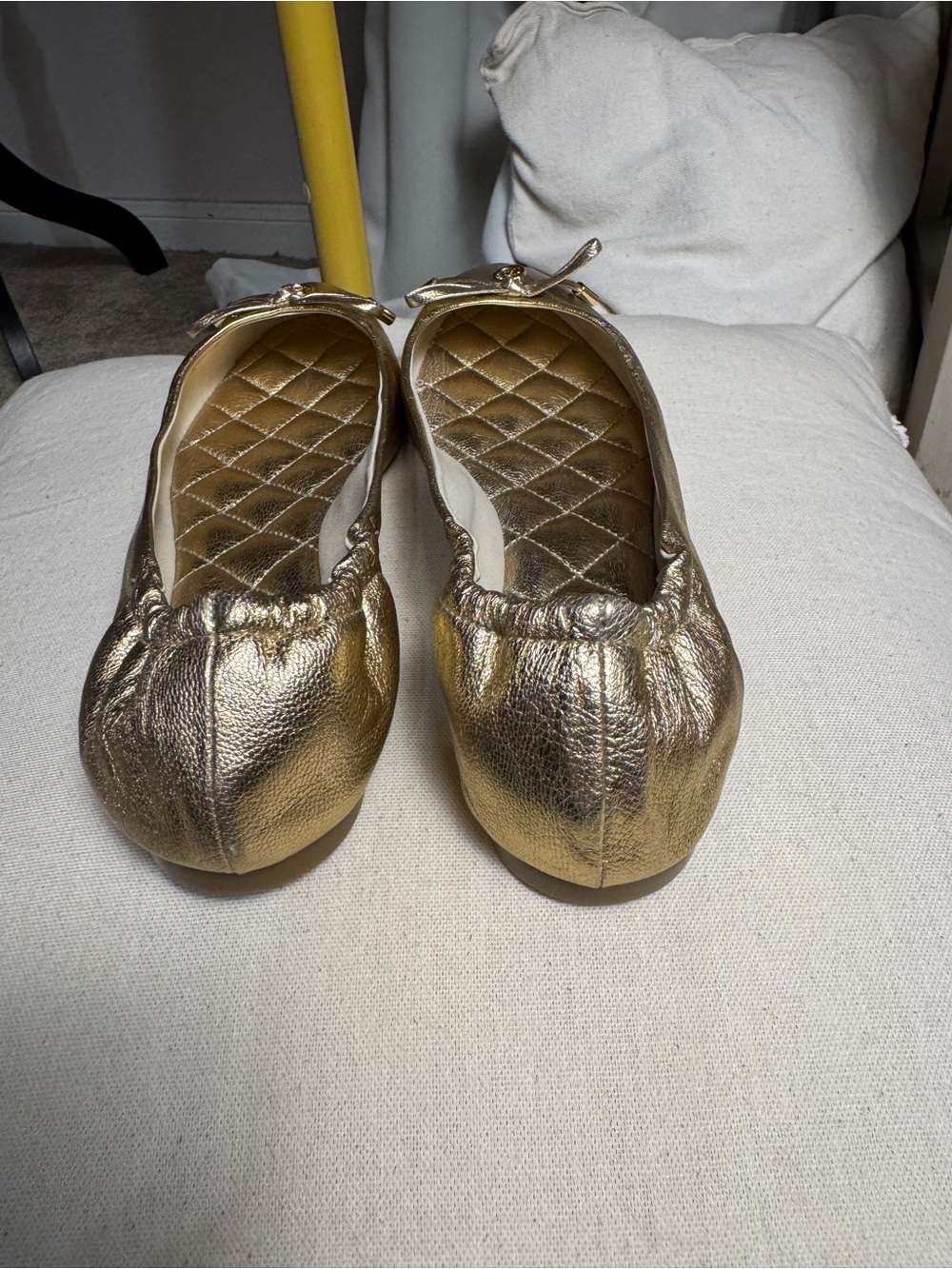 Michael Kors Gold Leather Ballet Flats with Bow - Picture 5 of 8